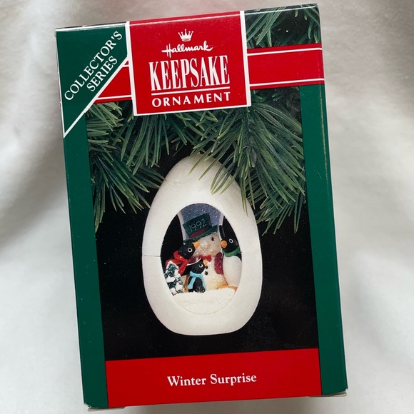 Three Penguin and a Snowman Hallmark Ornament - Picture 2 of 10